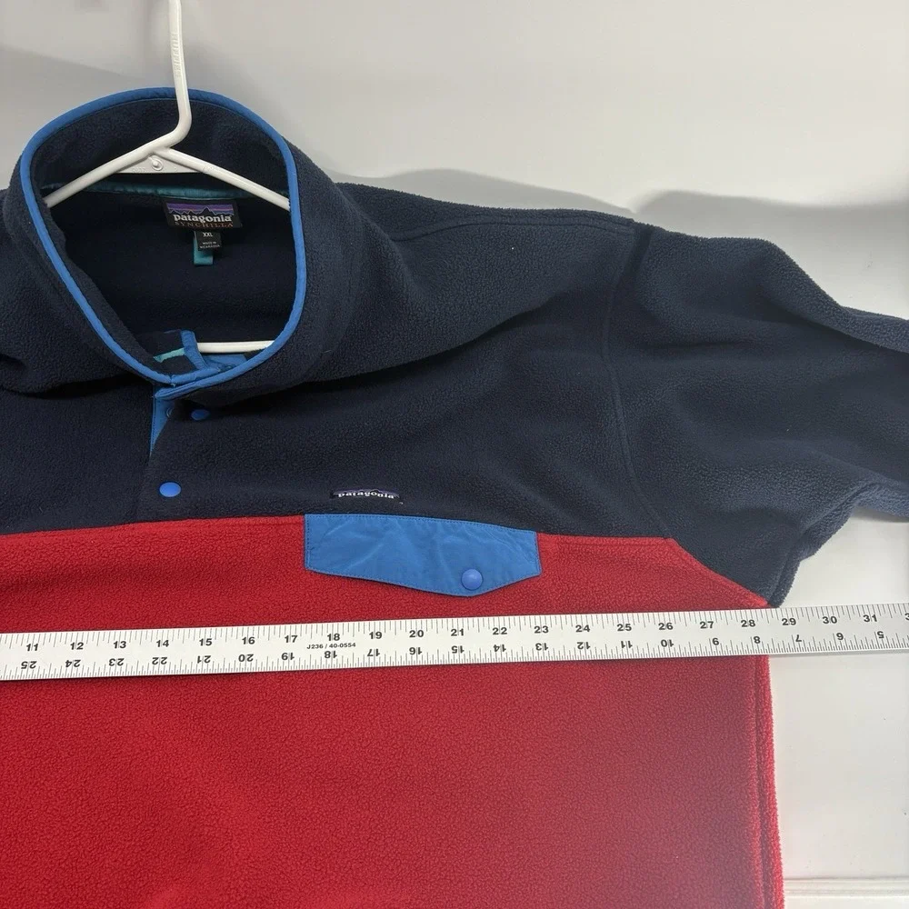 Rare 2018 Patagonia Synchilla Two Tone Snap T Red & Blue‎ Fleece Men XXL
